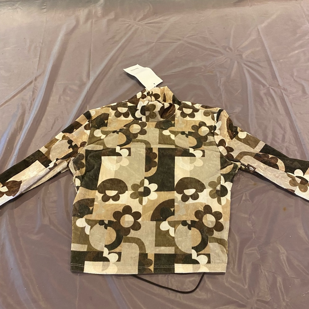 Patterned Long Sleeve Bershka Top